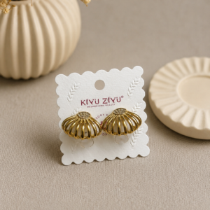 Home golden shell stud earrings