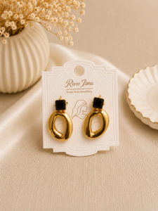 black onyx oval earrings